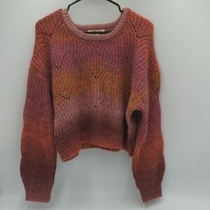 Rewind Chunky Knit Women's Cropped Sweater XL Warm Tone Winter Ombre Casual